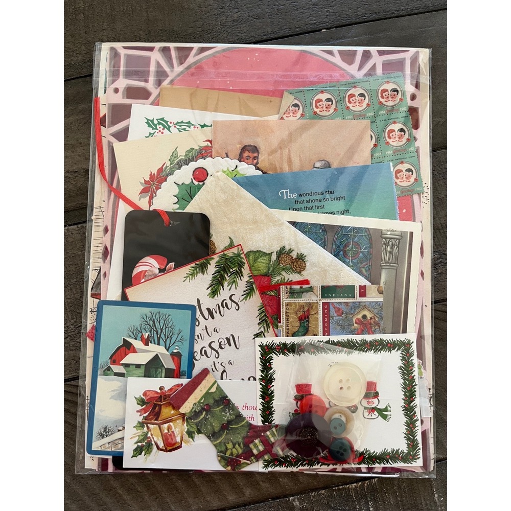 -SOLD- Vintage Christmas Ephemera Junk Journal Kit Mid Century Cards Music